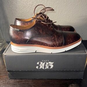 TAFT 365 Men’s Espresso Brown Leather Dress Shoes Size 9.5 Lace Up